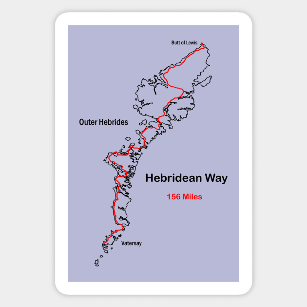 Route Map of the Hebridean Way in Scotland Sticker by numpdog